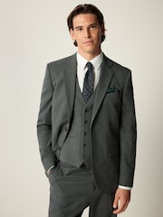Szary - Slim Fit Flannel Suit Jacket - Image 1 of 10