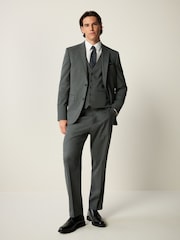 Szary - Slim Fit Flannel Suit Jacket - Image 2 of 10