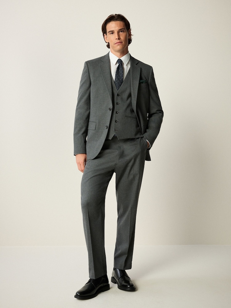 Szary - Slim Fit Flannel Suit Jacket - Image 2 of 10
