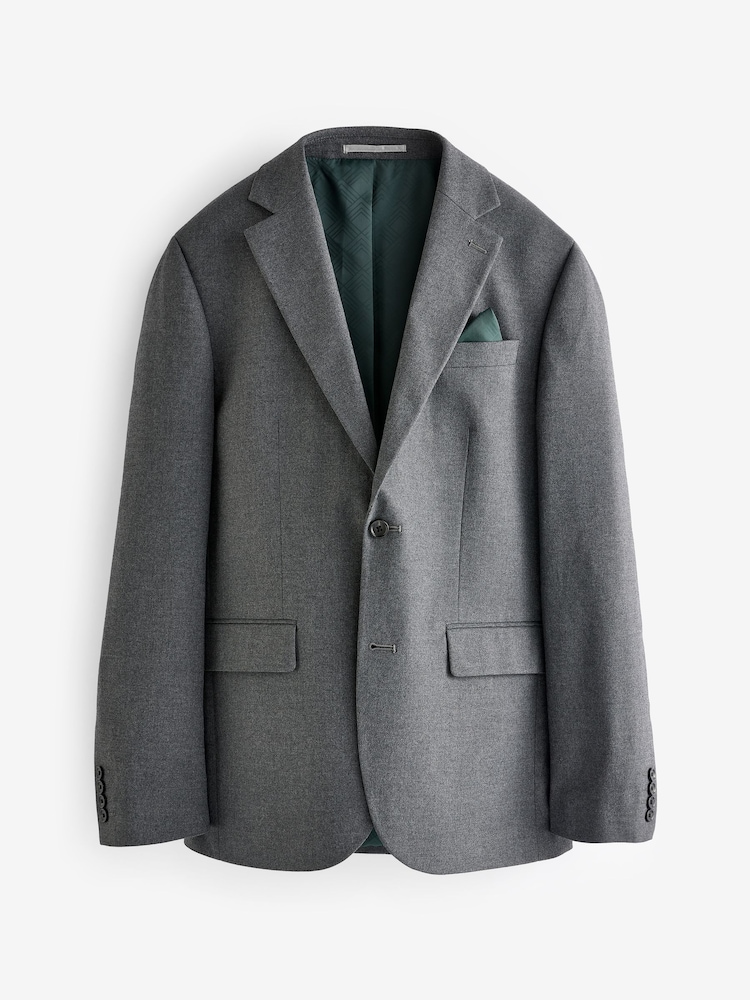 Gris - Coupe ajustée Flannel Costume Veste - Image 6 of 10