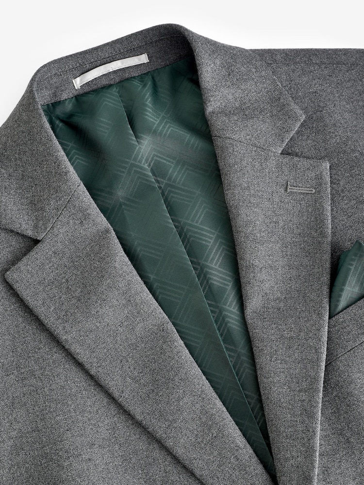 Gris - Coupe ajustée Flannel Costume Veste - Image 7 of 10