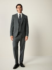 Grey Slim Fit Flannel Suit Trousers - Image 2 of 9