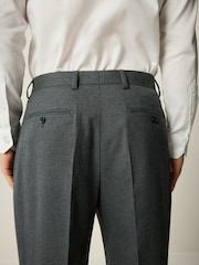 Grey Slim Fit Flannel Suit Trousers - Image 4 of 9