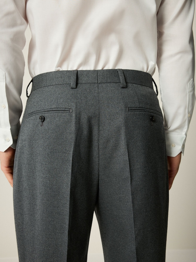 Gris - Slim Fit Flannel Suit Trousers - Image 4 of 9