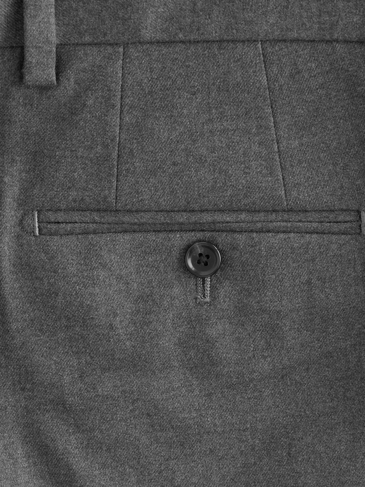 Gris - Slim Fit Flannel Suit Trousers - Image 8 of 9