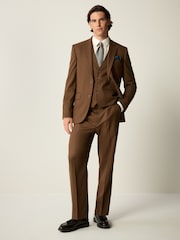 Brązowy - Slim Fit Flannel Suit Jacket - Image 2 of 10