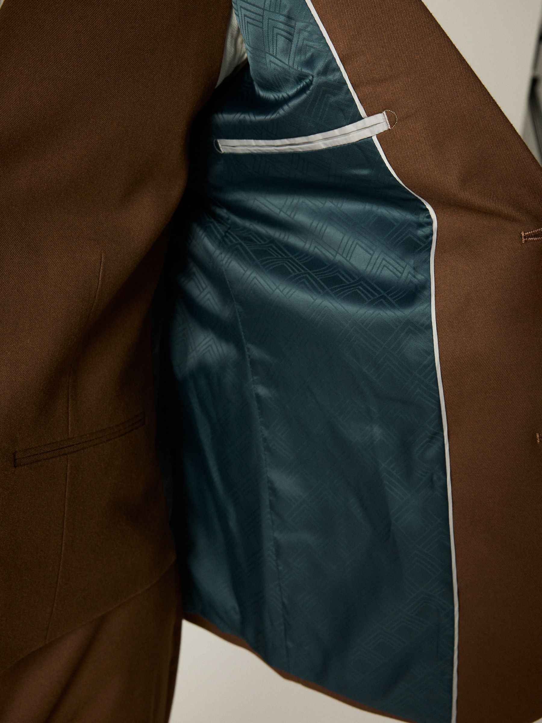 Buy Brown Slim Fit Flannel Suit Jacket from Next Romania