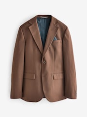 Brązowy - Slim Fit Flannel Suit Jacket - Image 6 of 10