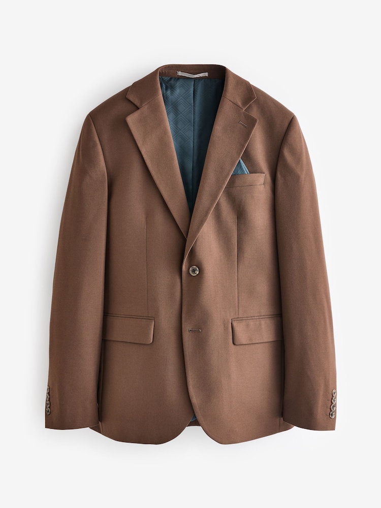 Brun - Coupe ajustée Flannel Costume Veste - Image 6 of 10