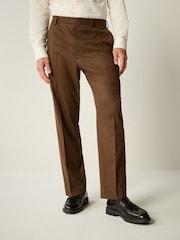 Brun - Slim Fit Flannel Suit Trousers - Image 1 de 5