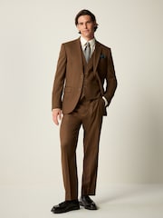 Brun - Slim Fit Flannel Suit Trousers - Image 2 de 5