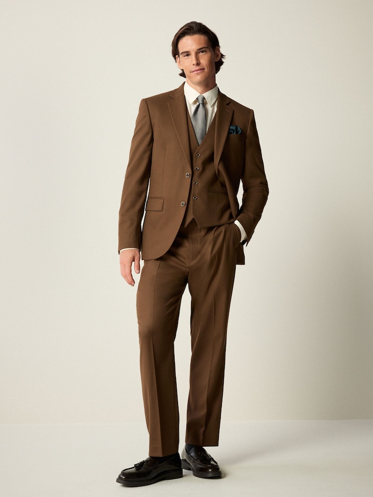 Brun - Slim Fit Flannel Suit Trousers - Image 2 of 5