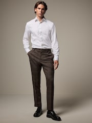 Brun - Pantalon de costume marron à carreaux garnis - Image 2 de 9