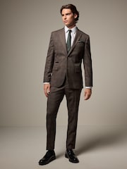 Brun - Pantalon de costume marron à carreaux garnis - Image 4 de 9