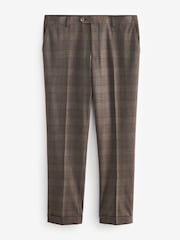 Brun - Pantalon de costume marron à carreaux garnis - Image 6 de 9