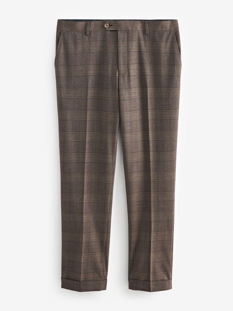 Buy Brown Trimmed Check Brown Suit Trousers from Next Qatar