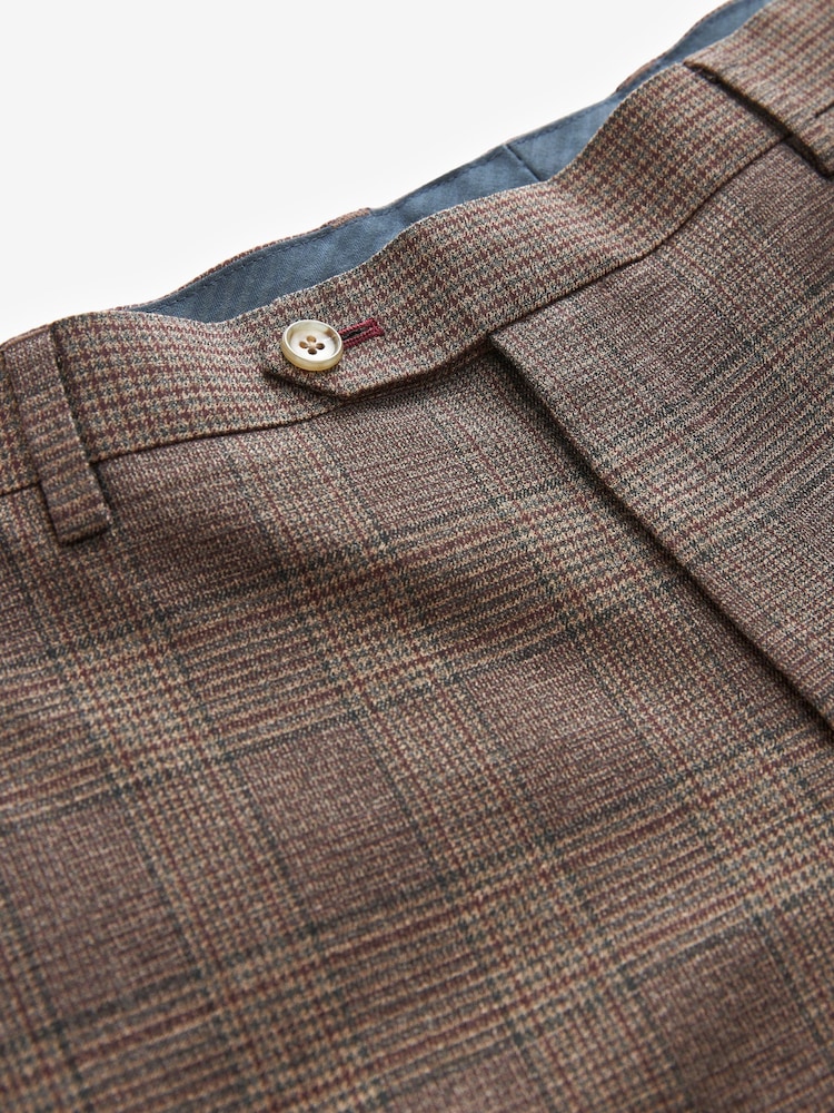 Brun - Pantalon de costume marron à carreaux garnis - Image 9 de 9