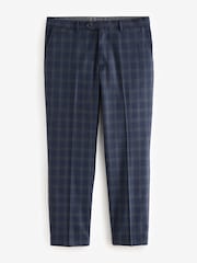 Navy Blue Tailored Fit Brushed Check Suit Trousers - Image 5 of 8