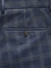 Navy Blue Tailored Fit Brushed Check Suit Trousers - Image 7 of 8
