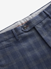 Navy Blue Tailored Fit Brushed Check Suit Trousers - Image 8 of 8