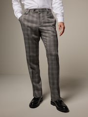 Neutral Tailored Fit Trimmed Check Suit Trousers - Image 1 of 1