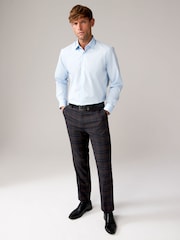Navy Tailored Fit Trimmed Check Suit Trousers - Image 2 of 9