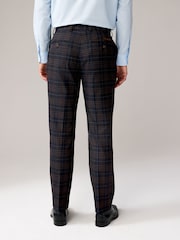 Navy Tailored Fit Trimmed Check Suit Trousers - Image 3 of 9