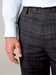 Navy Tailored Fit Trimmed Check Suit Trousers - Image 4 of 9