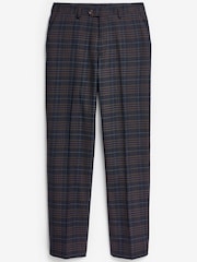 Navy Tailored Fit Trimmed Check Suit Trousers - Image 6 of 9