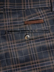 Navy Tailored Fit Trimmed Check Suit Trousers - Image 8 of 9