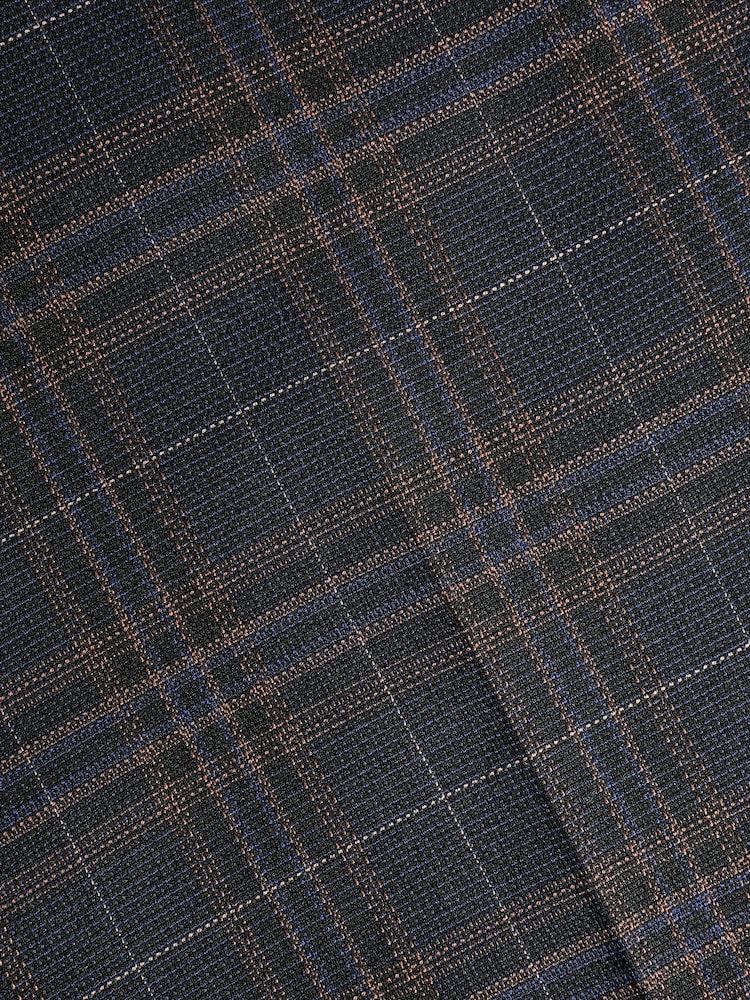 Navy Tailored Fit Trimmed Check Suit Trousers - Image 9 of 9