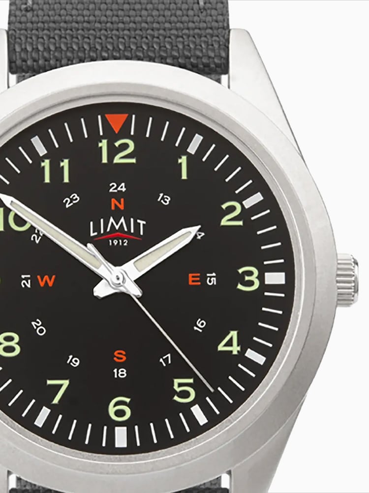 Limit Grey Pilot 40mm Round Silver Analogue Watch with Grey Strap - Image 4 of 4
