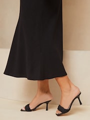 Lipsy Black Curve Maxi Skirt With Touch Of Linen - Image 4 of 4