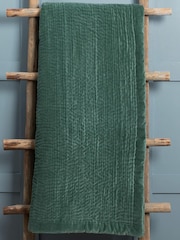 Voyage Seafoam Green Haze Velvet 100% Cotton Throw - Image 1 of 2