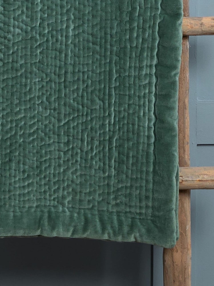Voyage Seafoam Green Haze Velvet 100% Cotton Throw - Image 2 of 2