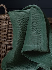 Voyage Seafoam Green Haze Quilted Velvet Throw - Image 5 of 6