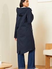 Love & Roses Navy Blue Petite Shower Resistant Parka Rain Coat - Image 3 of 4