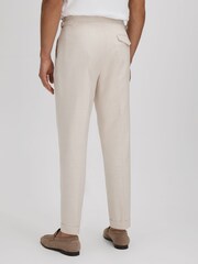 Reiss Ecru Elite Slim Fit Adjuster Tapered Trousers with Turn-Ups - Image 5 of 6
