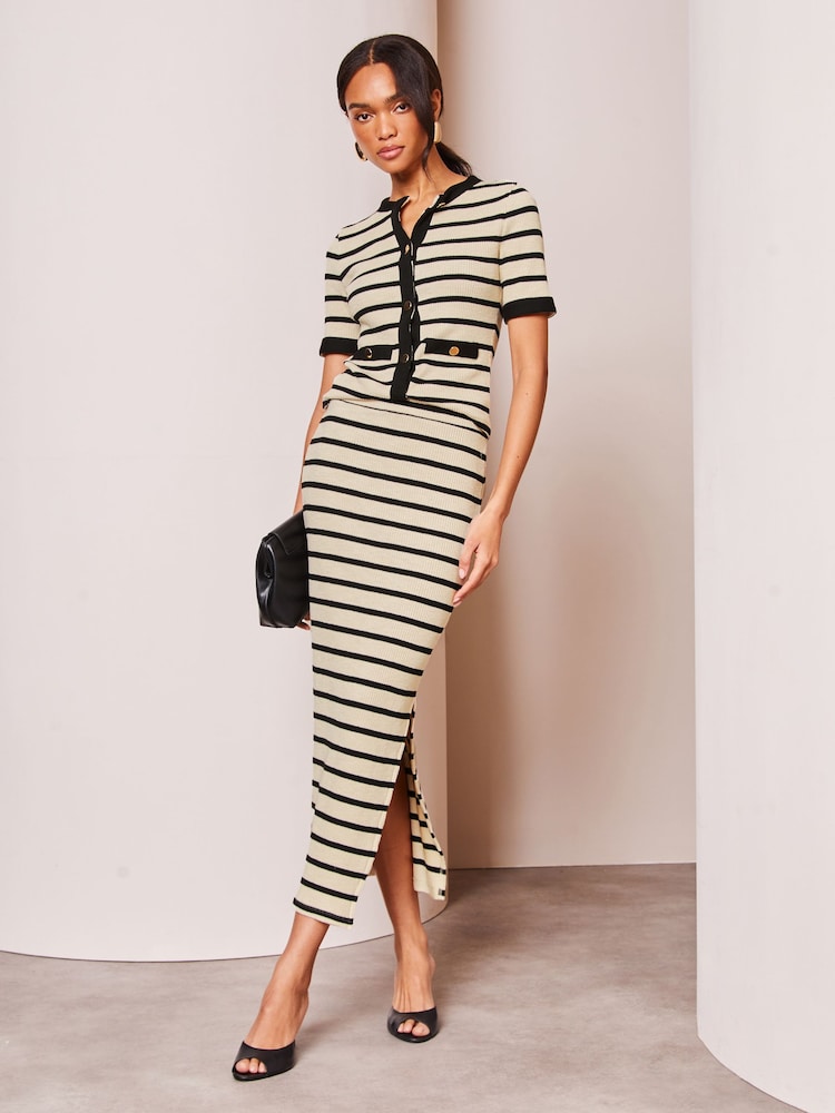Lipsy Black White Column Midi Skirt - Image 1 of 4 Lipsy Black White Column Midi Skirt - Image 1 of 4