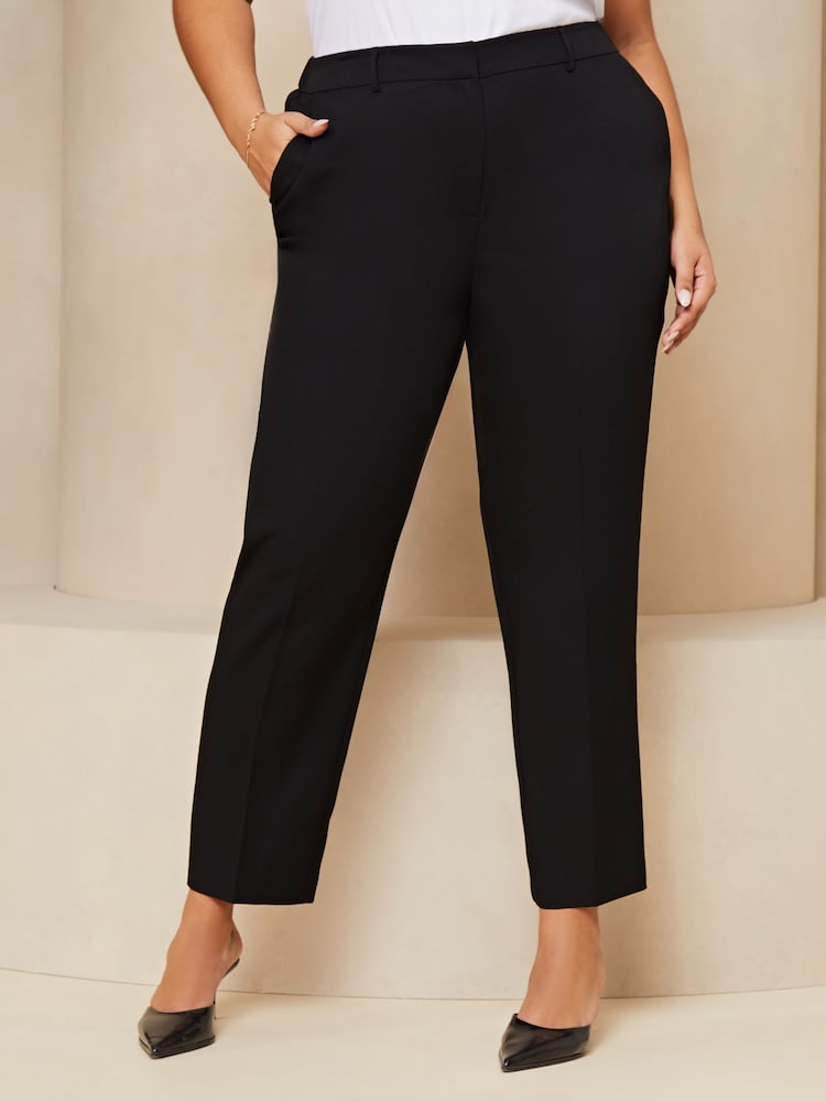 Lipsy Black Curve Tailored Tapered Smart Trousers - Image 1 of 4