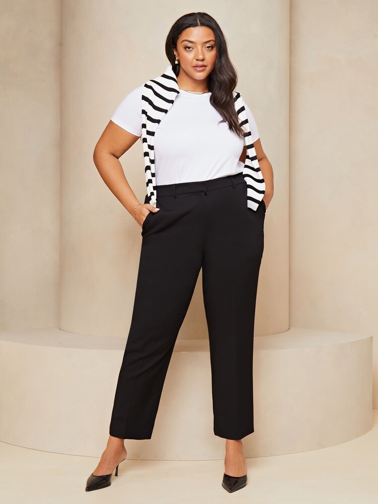 Lipsy Black Curve Tailored Tapered Smart Trousers - Image 2 of 4