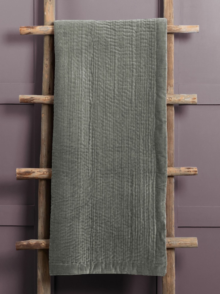 Voyage Steel Haze Velvet 100% Cotton Throw - Image 1 of 2