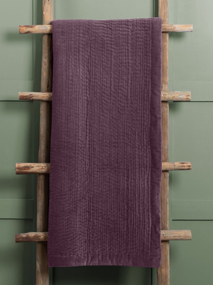 Voyage Plum Purple Haze Velvet 100% Cotton Throw - Image 1 of 2