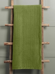 Voyage Grass Green Haze Velvet 100% Cotton Throw - Image 1 of 2