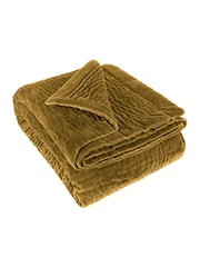 Voyage Mustard Yellow Haze Quilted Velvet Throw - Image 6 of 6