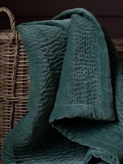 Voyage Ocean Blue Haze Quilted Velvet Throw - Image 5 of 6