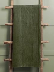 Voyage Sage Haze Velvet 100% Cotton Throw - Image 1 of 2