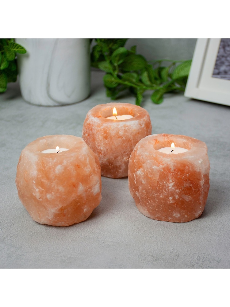 MenKind Pink Set of 3 Himalayan Salt Light Holder - Image 2 of 4