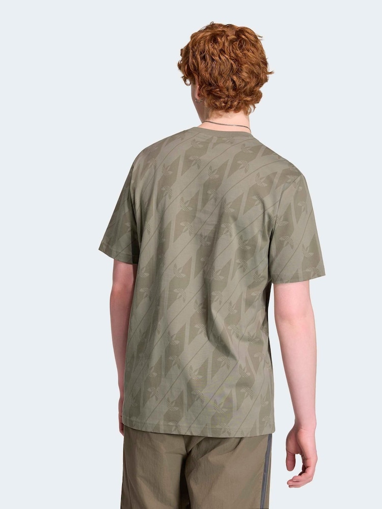 adidas Originals Green Monogram Aop T-Shirt - Image 2 of 6 adidas Originals Green Monogram Aop T-Shirt - Image 2 of 6