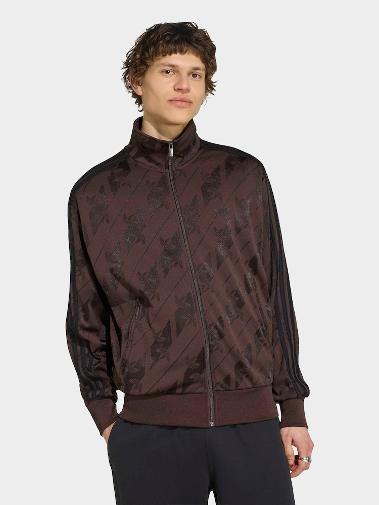 adidas Originals Brown Monogram Firebird Jacket - Image 1 of 6